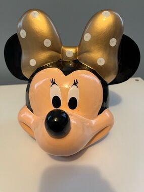 Disney Minnie Mouse Gold Bow Ceramic coin bank